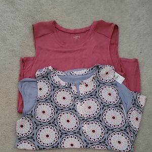 Bundle Of 2 LOFT Tank Tops Sz L NEW Pink Gray
